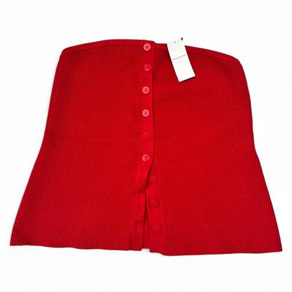 Abercrombie & Fitch red ribbed sweater tube top with button front